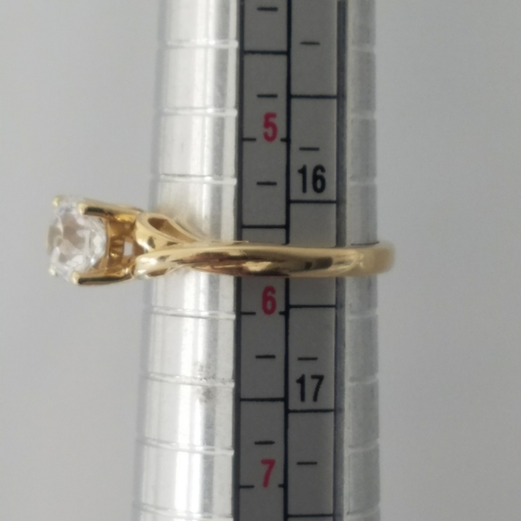 14k Solid Yellow Gold Diamonique Engagement Ring - Picture 6 of 8